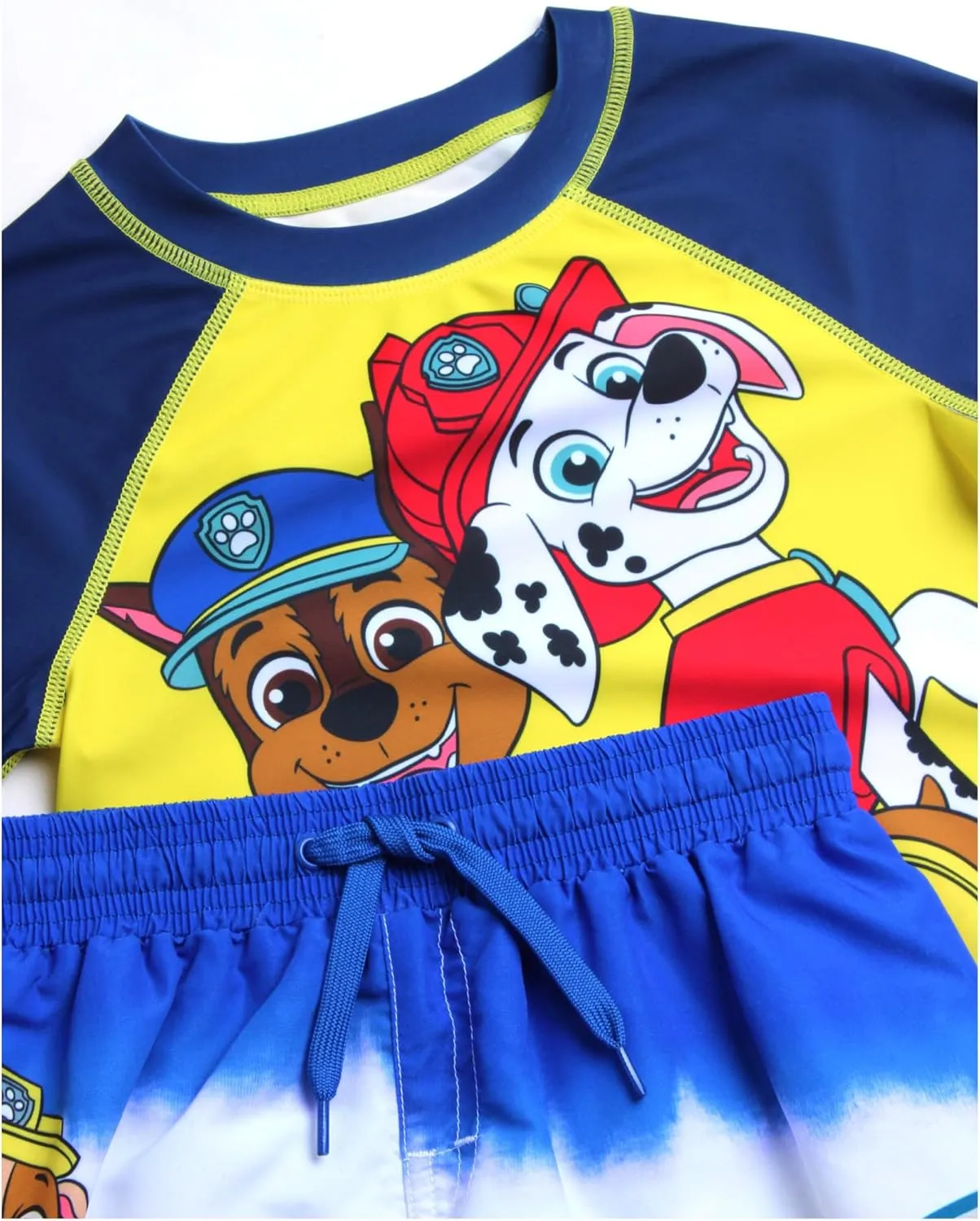 Nickelodeon Boys Rash Guard Set - 2 Piece Paw Patrol Chase Marshall Rubble TMNT UPF 50  Swim Shirt & Boys Swim Trunks