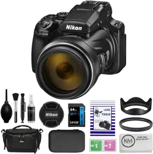 Nikon COOLPIX P1100 Digital Camera with 64GB Card   UV Filter   Camera Bag   Cleaning Kit   Lens Cap Keeper   Microfiber Cloth (7 Items)