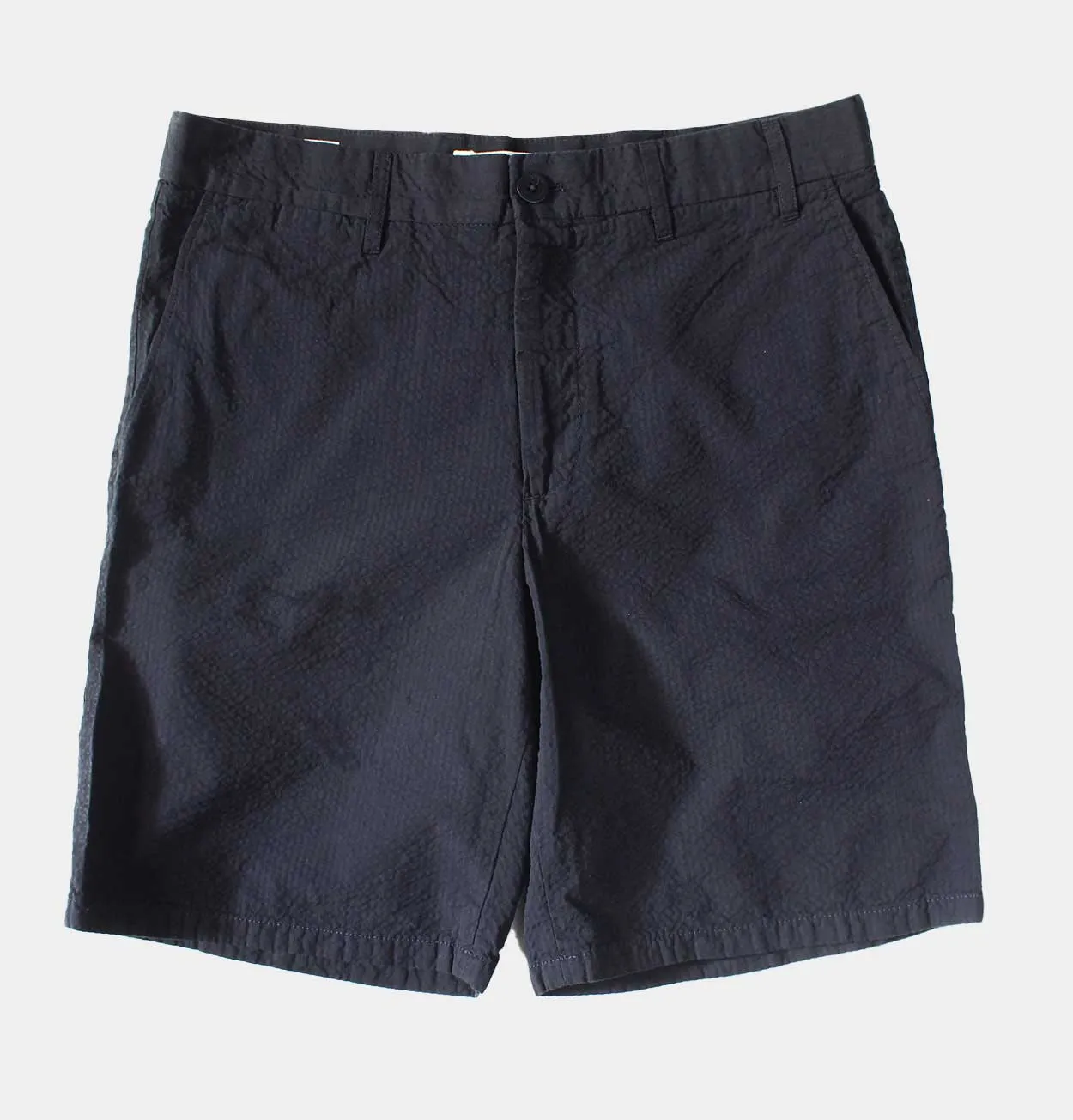 Norse Projects Aros Seersucker Shorts in Dark Navy