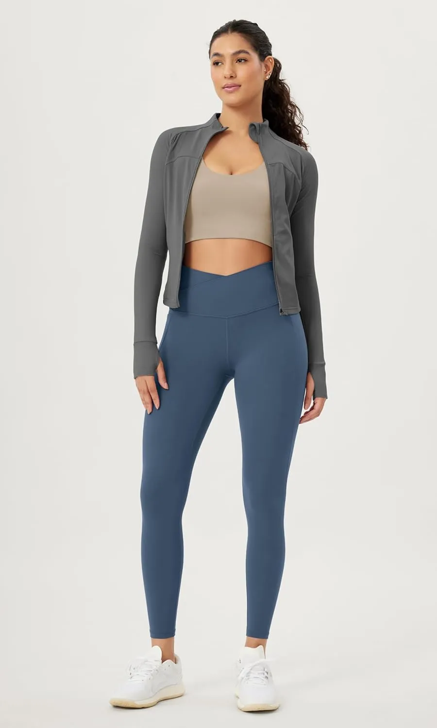 ODODOS Cloud Feeling Crossover 7/8 Leggings with Pockets for Women 25" / 28" V High Wasit Lounge Yoga Pants