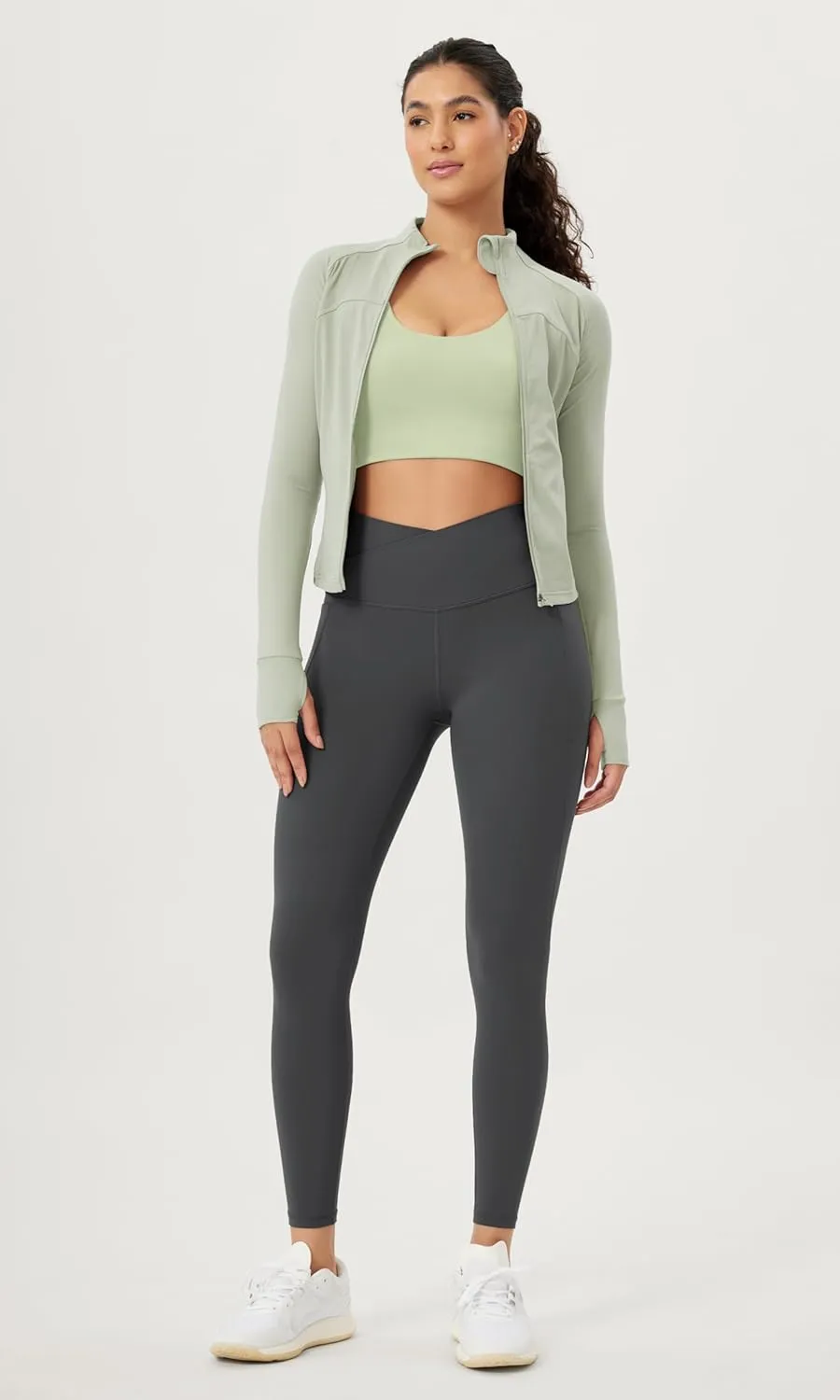 ODODOS Cloud Feeling Crossover 7/8 Leggings with Pockets for Women 25" / 28" V High Wasit Lounge Yoga Pants