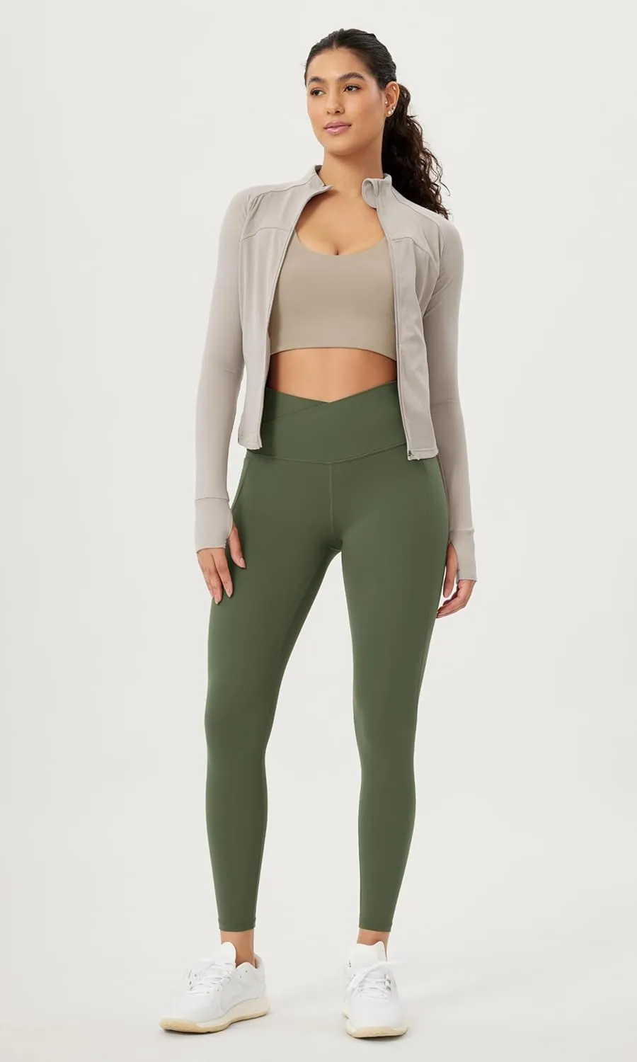 ODODOS Cloud Feeling Crossover 7/8 Leggings with Pockets for Women 25" / 28" V High Wasit Lounge Yoga Pants