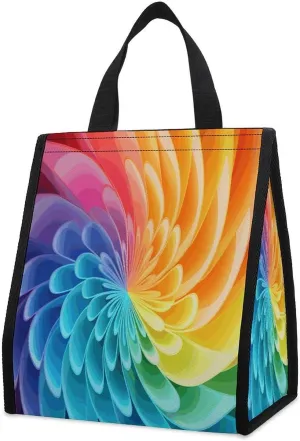 Outdoor Cooler Bags, Rainbow Dynamic Printed Cooler Bag, Insulated Tote Bag, Grocery Tote Bag