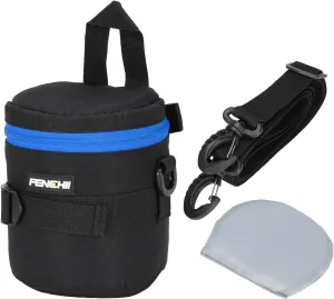 PATIKIL Lens Pouch Case, 4.3" ID x 5.5" H Shockproof Camera Lens Case Bag Thick Protective Neoprene Lens Protective Bag with Strap and Lens Pad for Nikon DSLR Camera Lens, Blue/Black