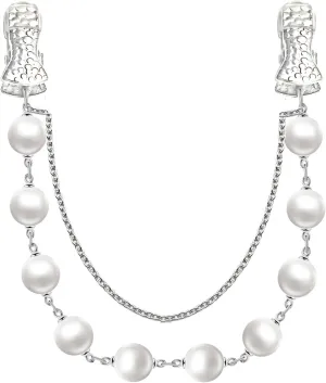 Pearl Sweater Clips Chain Cardigan Brooch Pin