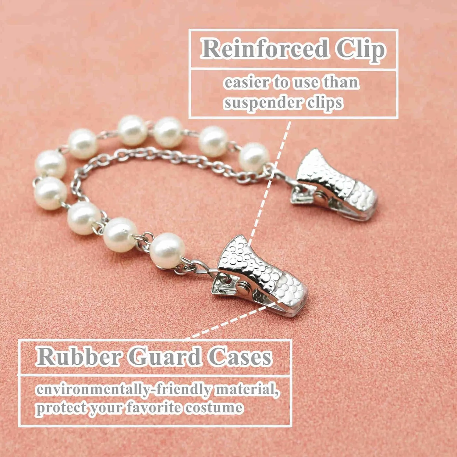 Pearl Sweater Clips Chain Cardigan Brooch Pin
