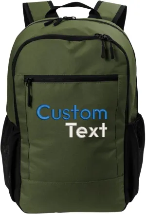 Personalized Daily Commute Business Backpacks, Olive Green - Your Name - Customized Casual Computer Backpack for Business