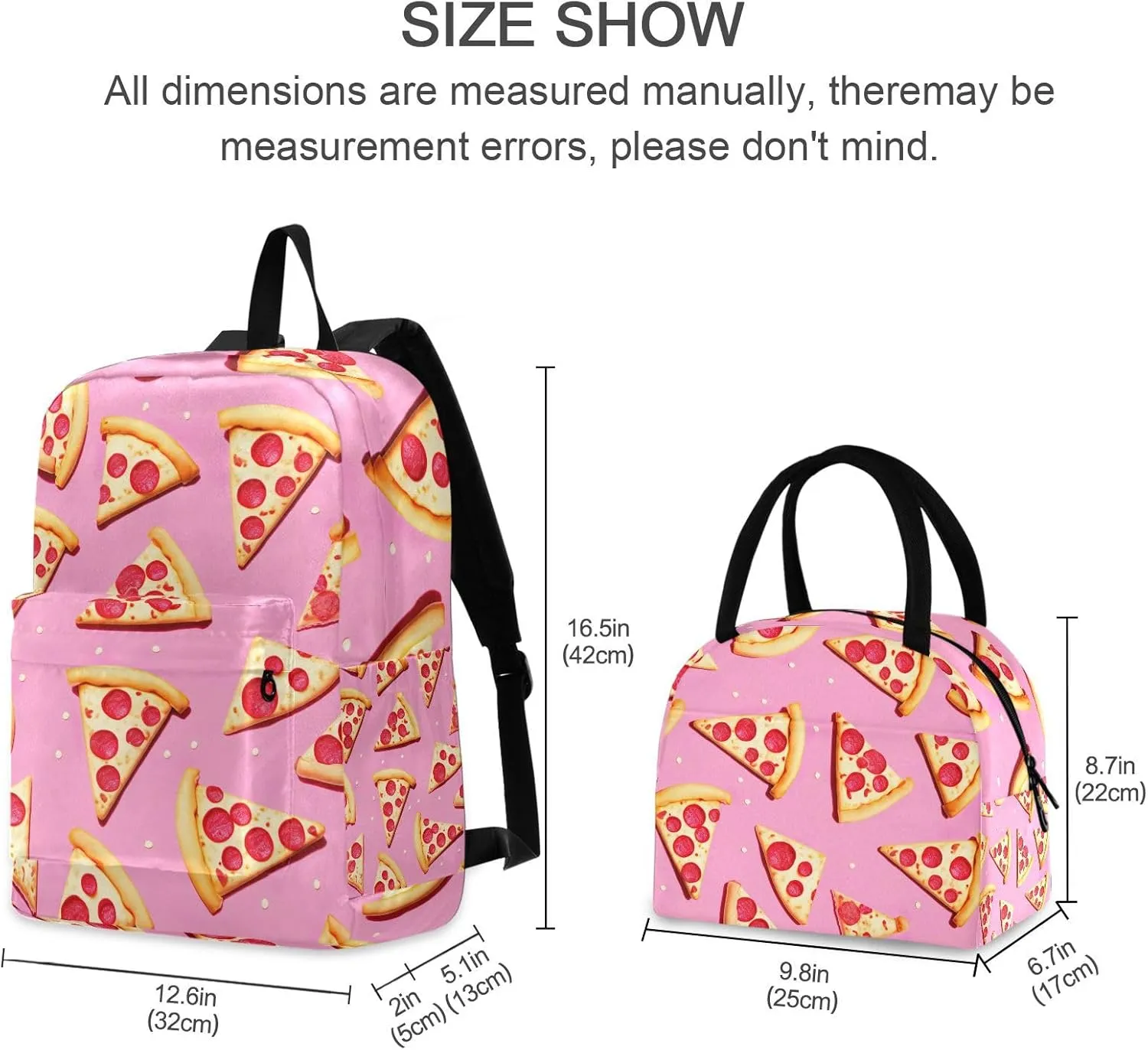 Pink Pizza Bookbag Lunch Box Waterproof Beach Backpack, Backpacks Boys 10 12