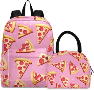 Pink Pizza Bookbag Lunch Box Waterproof Beach Backpack, Backpacks Boys 10 12