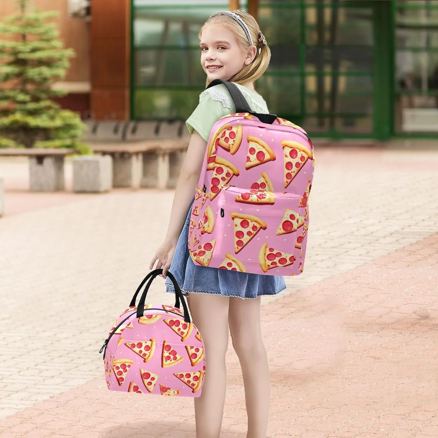 Pink Pizza Bookbag Lunch Box Waterproof Beach Backpack, Backpacks Boys 10 12