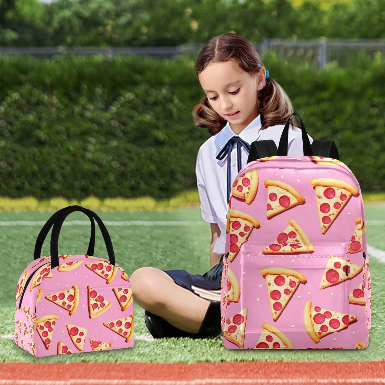 Pink Pizza Bookbag Lunch Box Waterproof Beach Backpack, Backpacks Boys 10 12