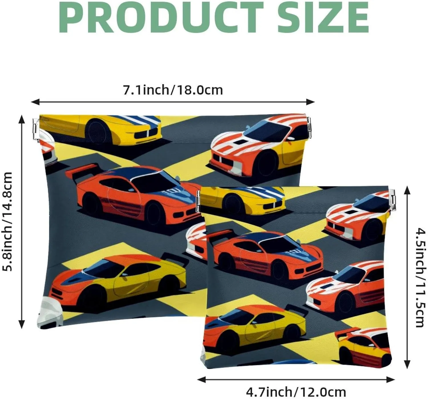 Pocket Cosmetic Bag Squeeze Top, Racing Car Seamless Waterproof Travel Makeup Bag for Purse, Portable Mini Makeup Pouch No Zipper for Women