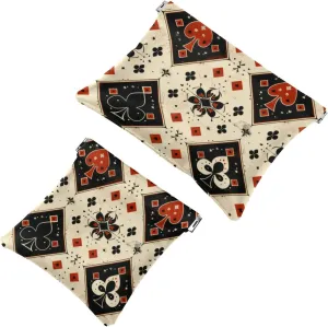 Poker Aesthetic Retro Pattern Pocket Cosmetic Bag, Waterproof Squeeze Makeup Bag No Zipper Self-Closing, Portable Mini Travel Storage for Headphones Jewelry