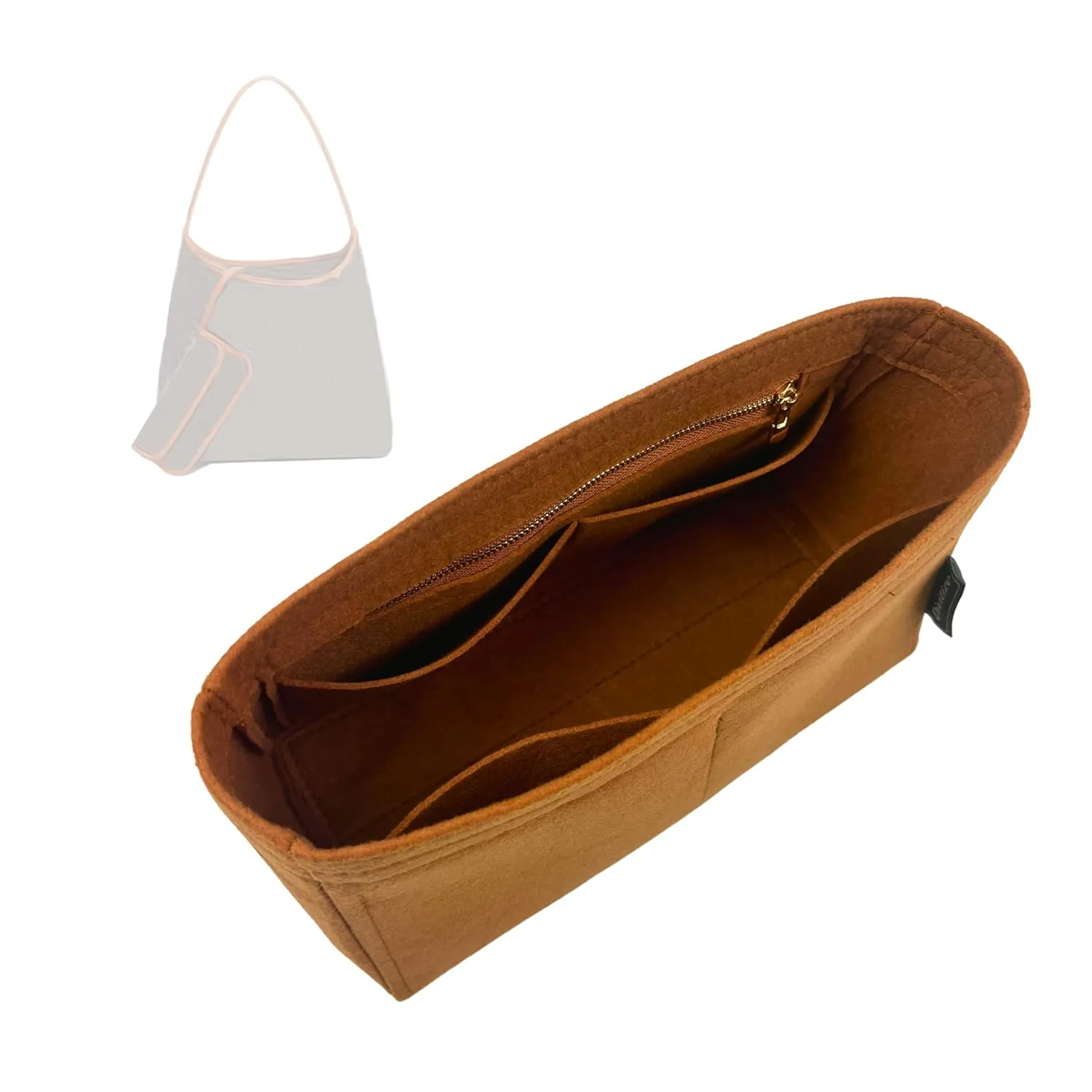 Premium Purse Organizer for Boheme Bag Organizer, fits Boheme Hobo Bag Insert, Handmade 2mm Thick Double-Layered Base, Bohme Insert Felt Snug Sturdy Silver Zipper (For Boheme Bag, Beige)