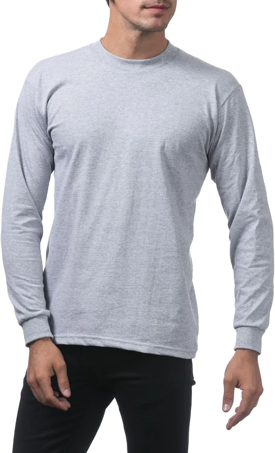 Pro Club Men's Heavyweight Cotton Long Sleeve Crew Neck T-Shirt