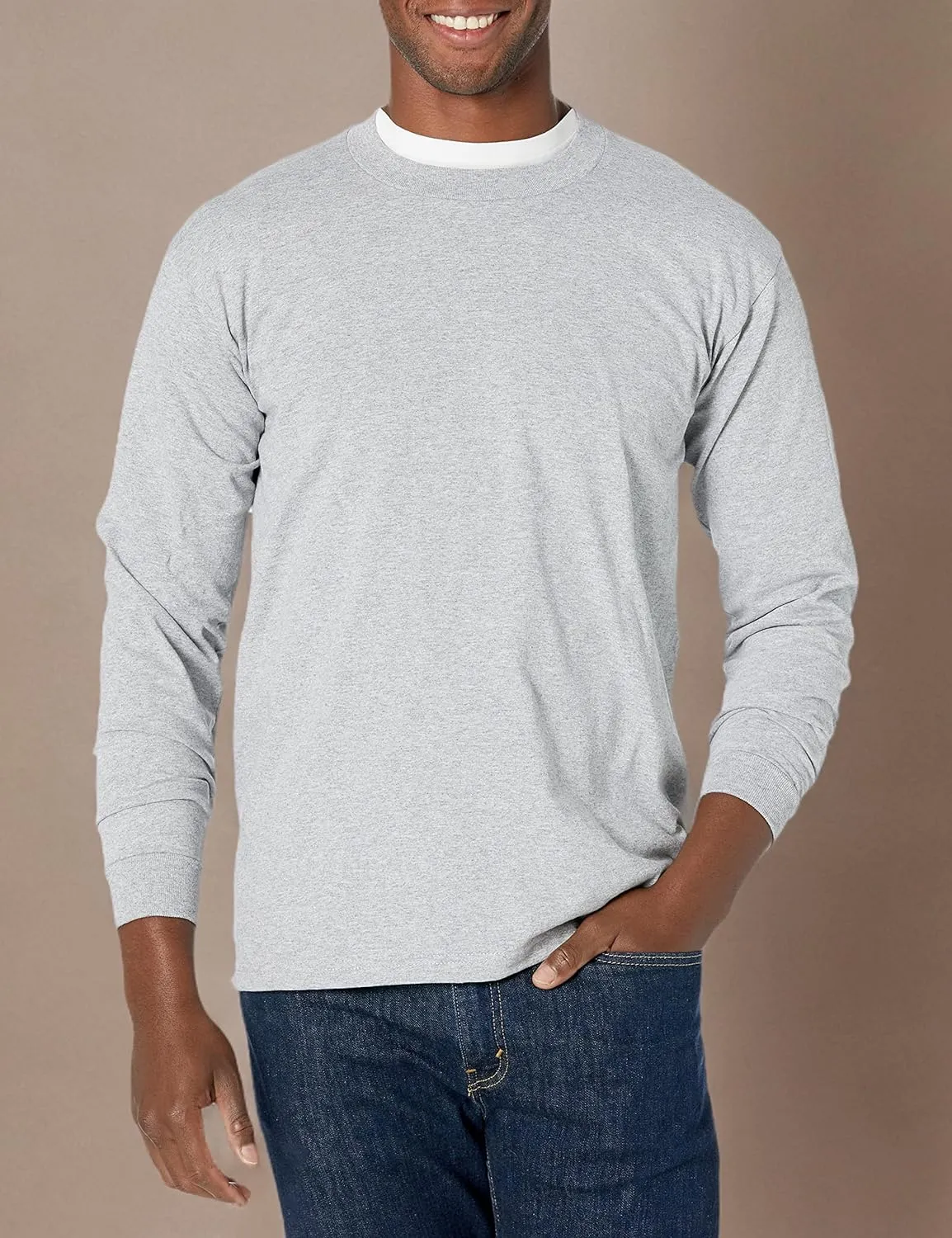 Pro Club Men's Heavyweight Cotton Long Sleeve Crew Neck T-Shirt