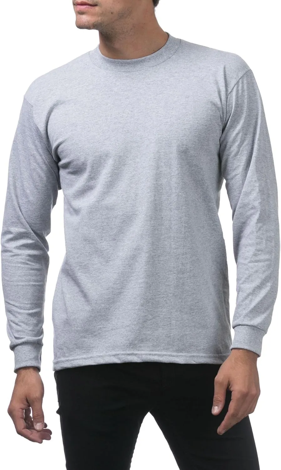 Pro Club Men's Heavyweight Cotton Long Sleeve Crew Neck T-Shirt