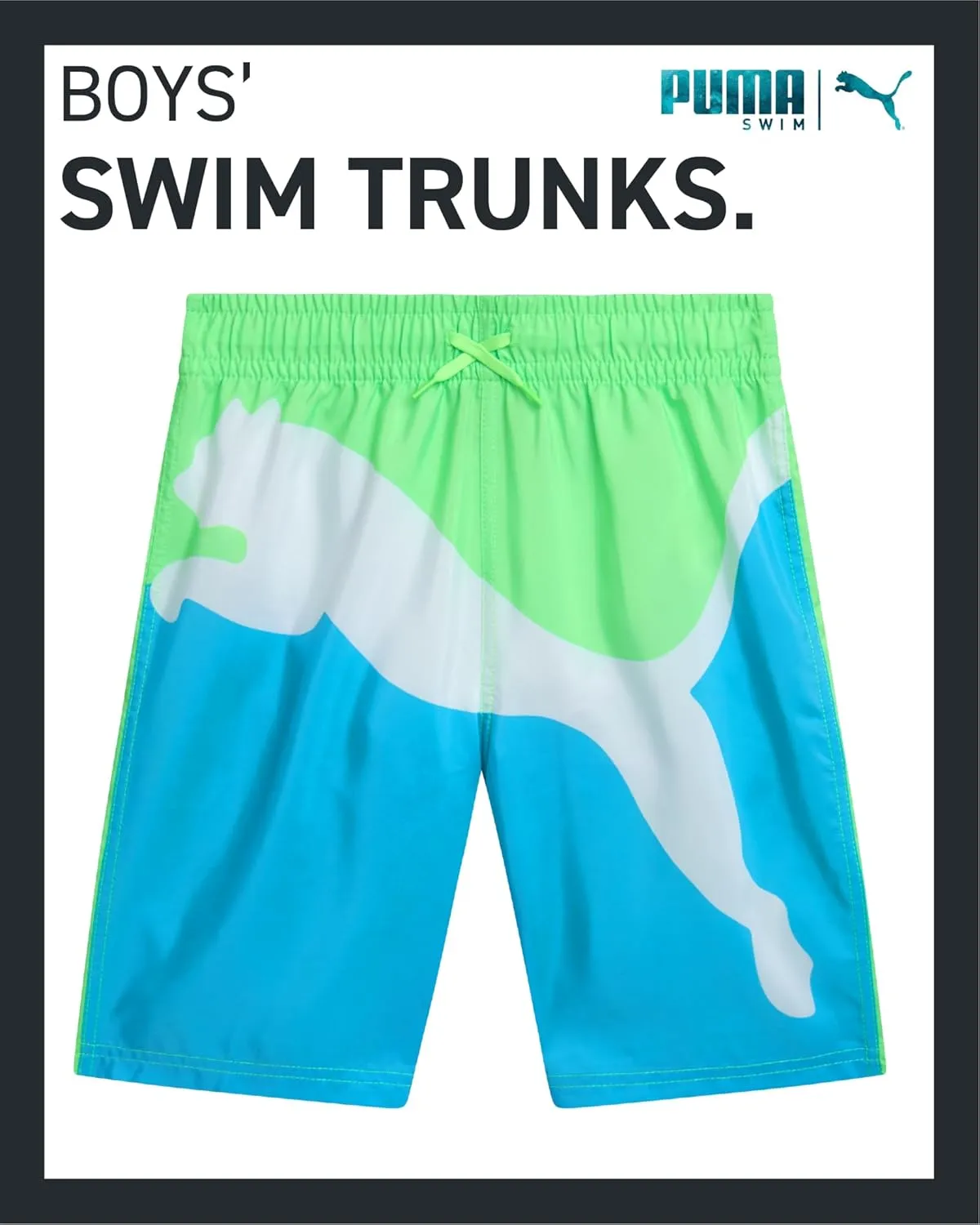 PUMA Boys' Swim Trunks - Quick Dry Swimsuit Shorts with Pockets and Mesh Lining - Swimming Trunks for Boys (Sizes: 8-20)