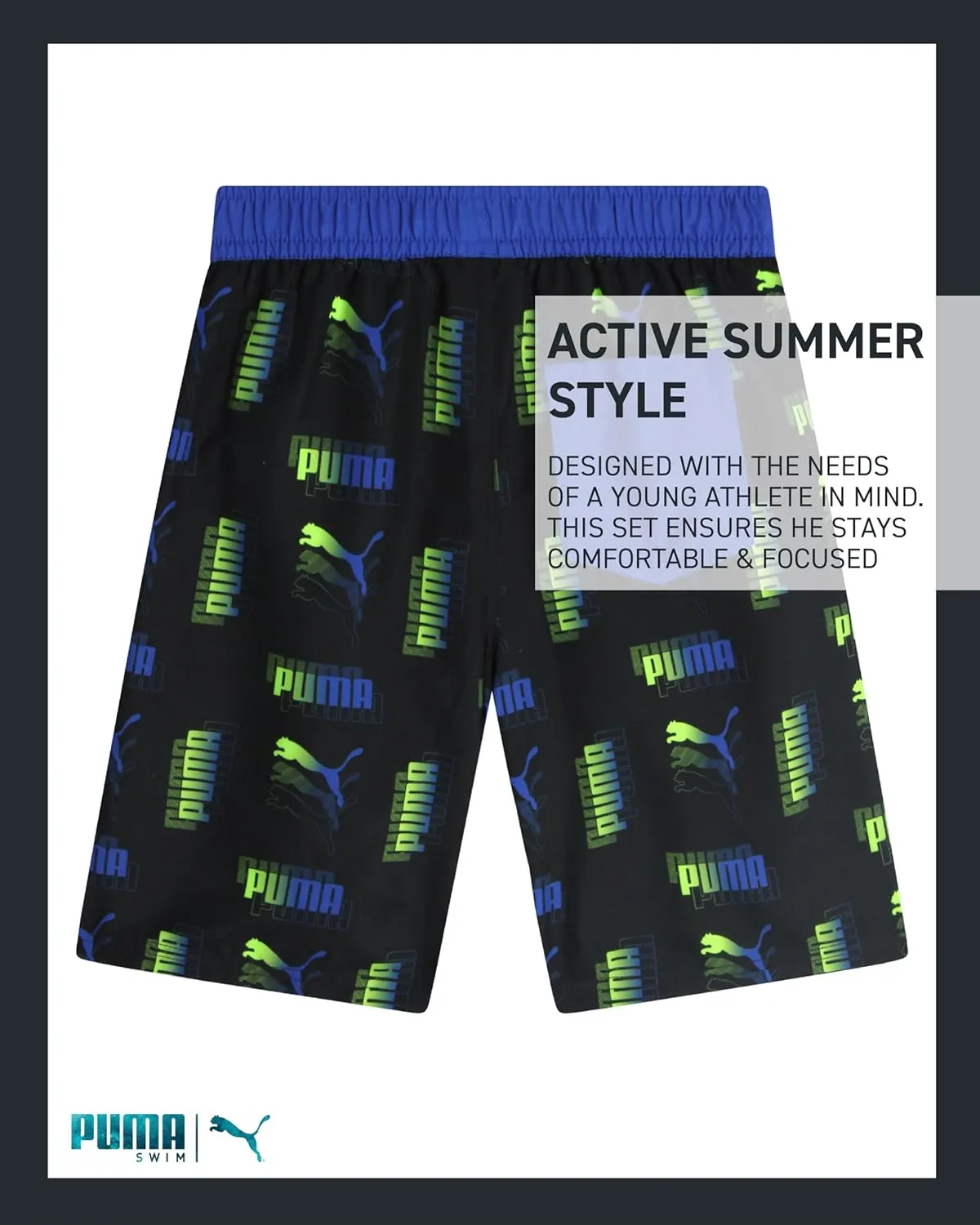 PUMA Boys' Swim Trunks - Quick Dry Swimsuit Shorts with Pockets and Mesh Lining - Swimming Trunks for Boys (Sizes: 8-20)