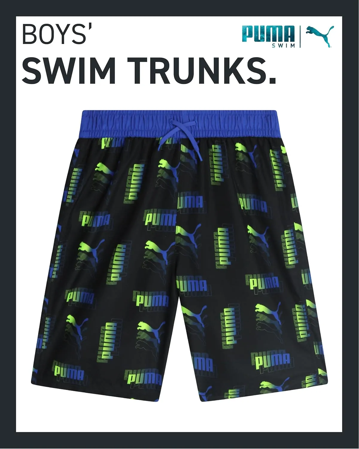 PUMA Boys' Swim Trunks - Quick Dry Swimsuit Shorts with Pockets and Mesh Lining - Swimming Trunks for Boys (Sizes: 8-20)