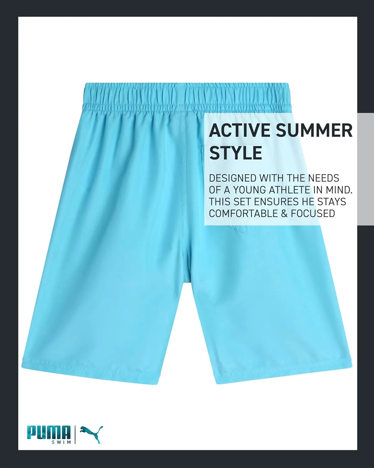 PUMA Boys' Swim Trunks - Quick Dry Swimsuit Shorts with Pockets and Mesh Lining - Swimming Trunks for Boys (Sizes: 8-20)