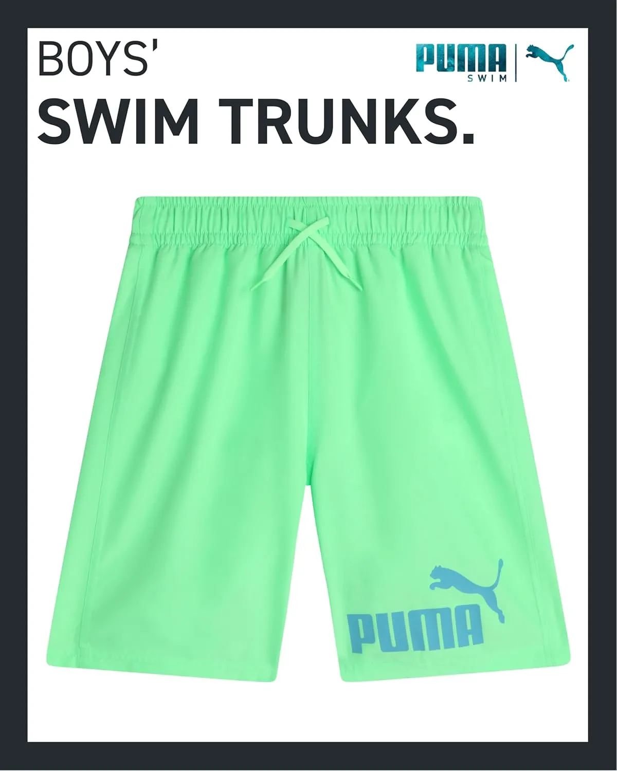 PUMA Boys' Swim Trunks - Quick Dry Swimsuit Shorts with Pockets and Mesh Lining - Swimming Trunks for Boys (Sizes: 8-20)