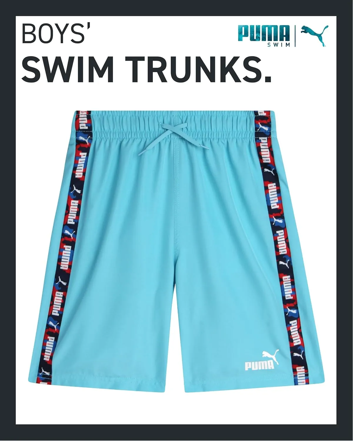 PUMA Boys' Swim Trunks - Quick Dry Swimsuit Shorts with Pockets and Mesh Lining - Swimming Trunks for Boys (Sizes: 8-20)