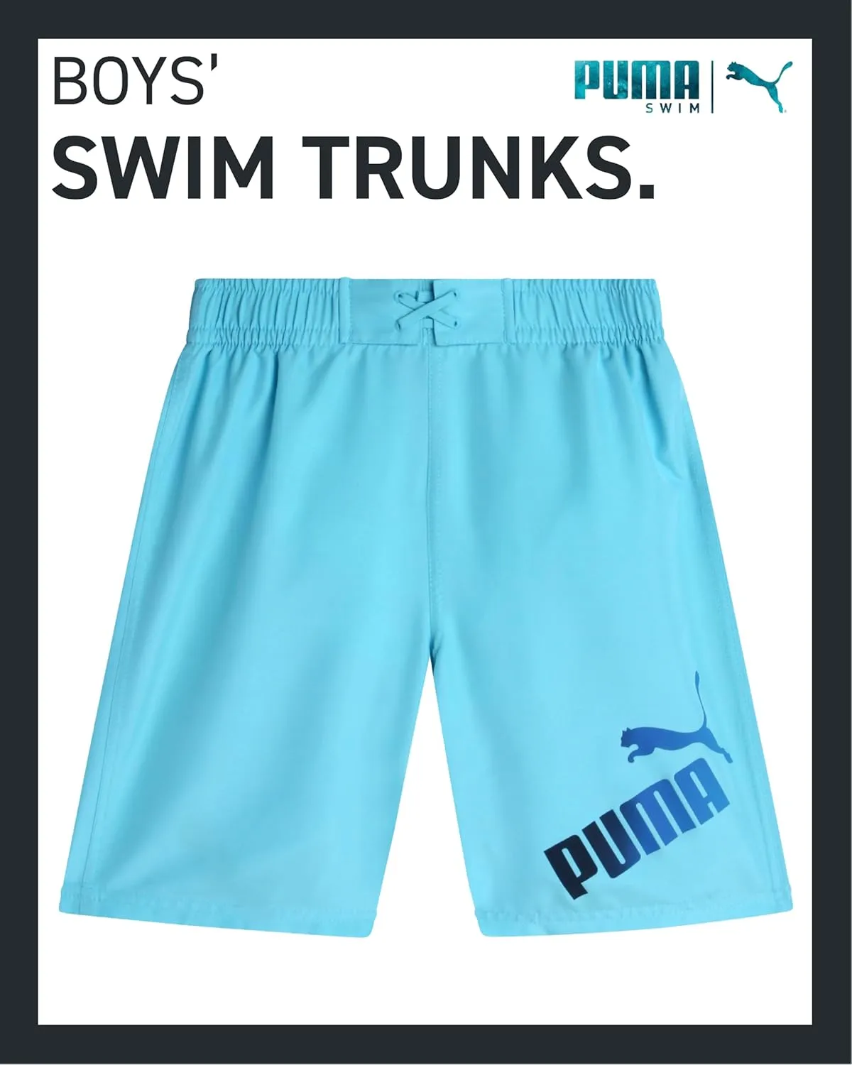 PUMA Boys' Swim Trunks - Quick Dry Swimsuit Shorts with Pockets and Mesh Lining - Swimming Trunks for Boys (Sizes: 8-20)