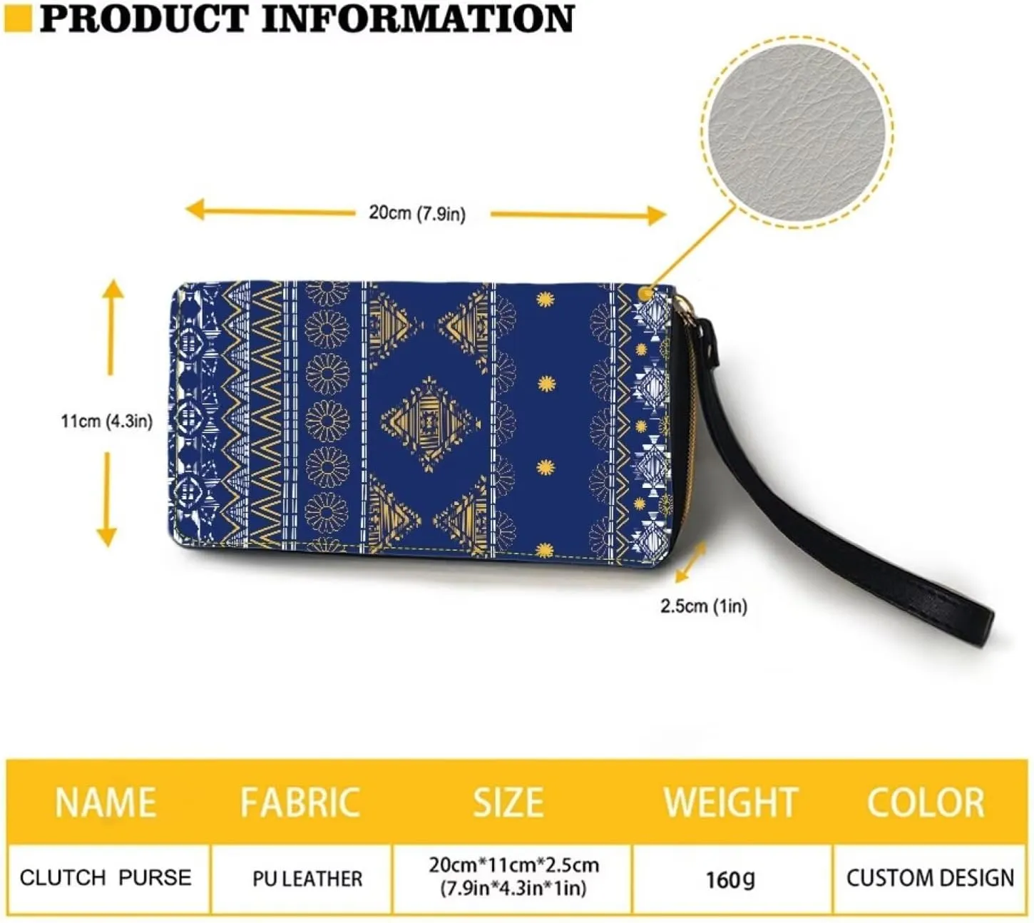 Purse Handbag for Mens Womens Clutch Bag Phone Holder Money Clips with Coin Pocket 4 Card Slots AZTEC Line