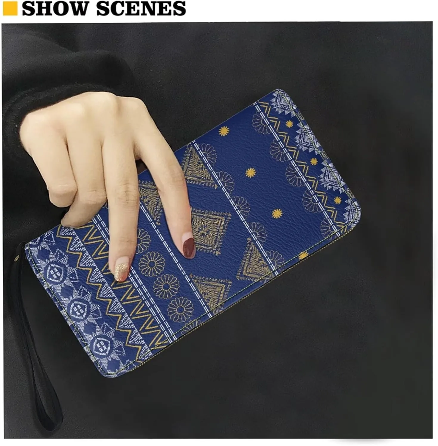 Purse Handbag for Mens Womens Clutch Bag Phone Holder Money Clips with Coin Pocket 4 Card Slots AZTEC Line