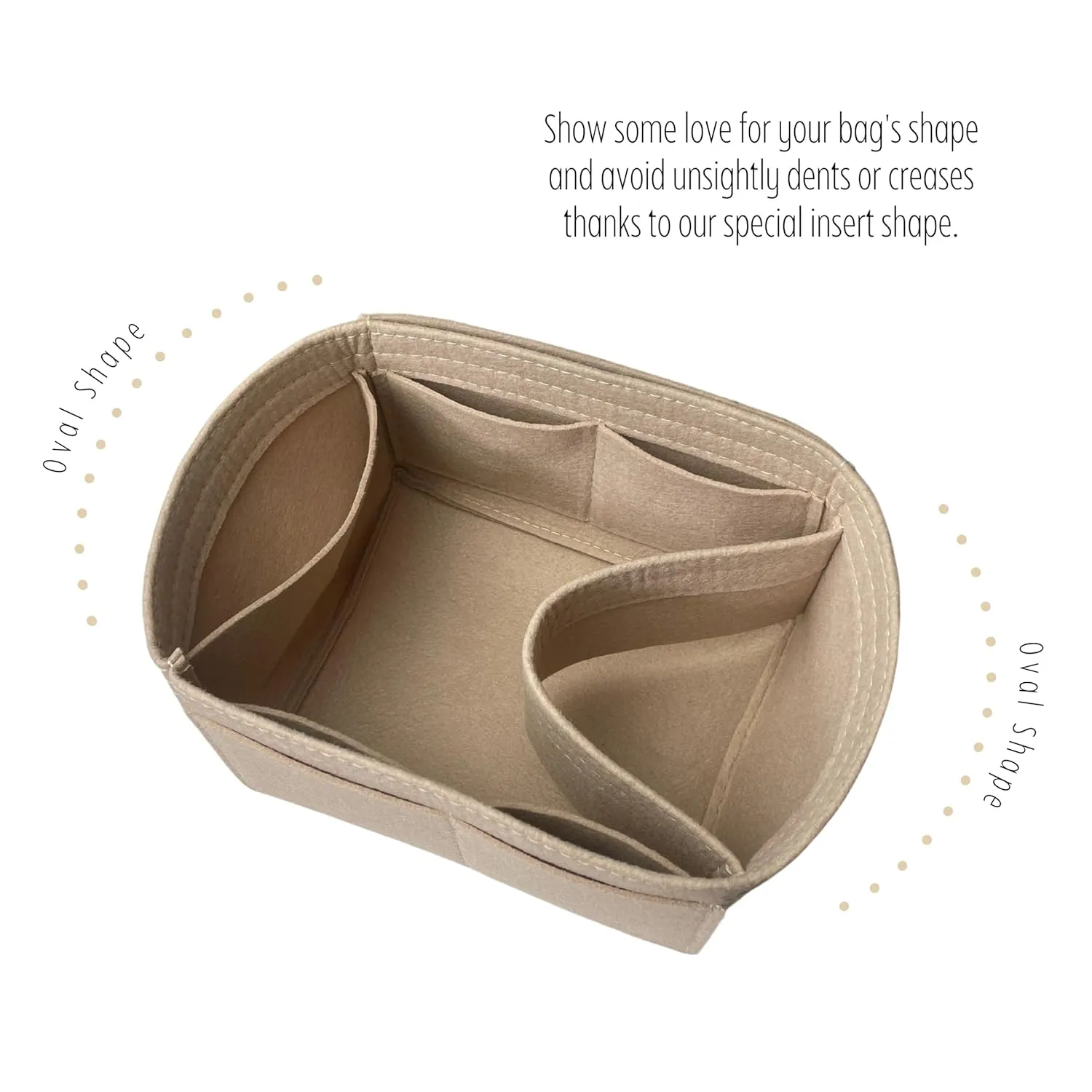Purse Organizer compatible with Petit Flot Bucket Bag Organizer, fits PM Petit Float Insert, 2mm Thick Premium Felt Snug Sturdy (For Petit Flot PM, Beige)
