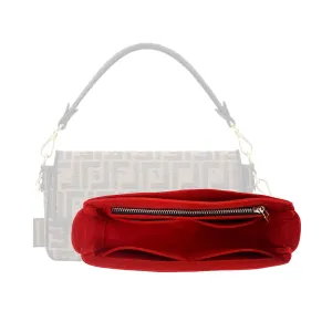 Purse Organizer for Fendi Baguette Bag Insert, Mini Baguette Bag Organizer, Large Baguette Medium, Handmade Snug Sturdy 2mm Thick Felt Gold Zipper (For Medium Baguette, Red)