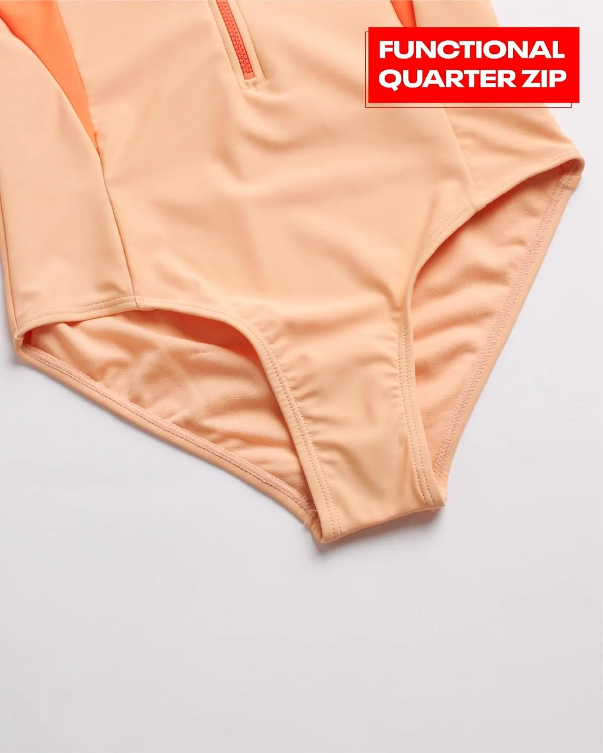 Reebok Girls' Rash Guard Bathing Suit - UPF 50  Quarter Zip Long Sleeve One Piece Bathing Suit - Monokini for Girls (7-12)