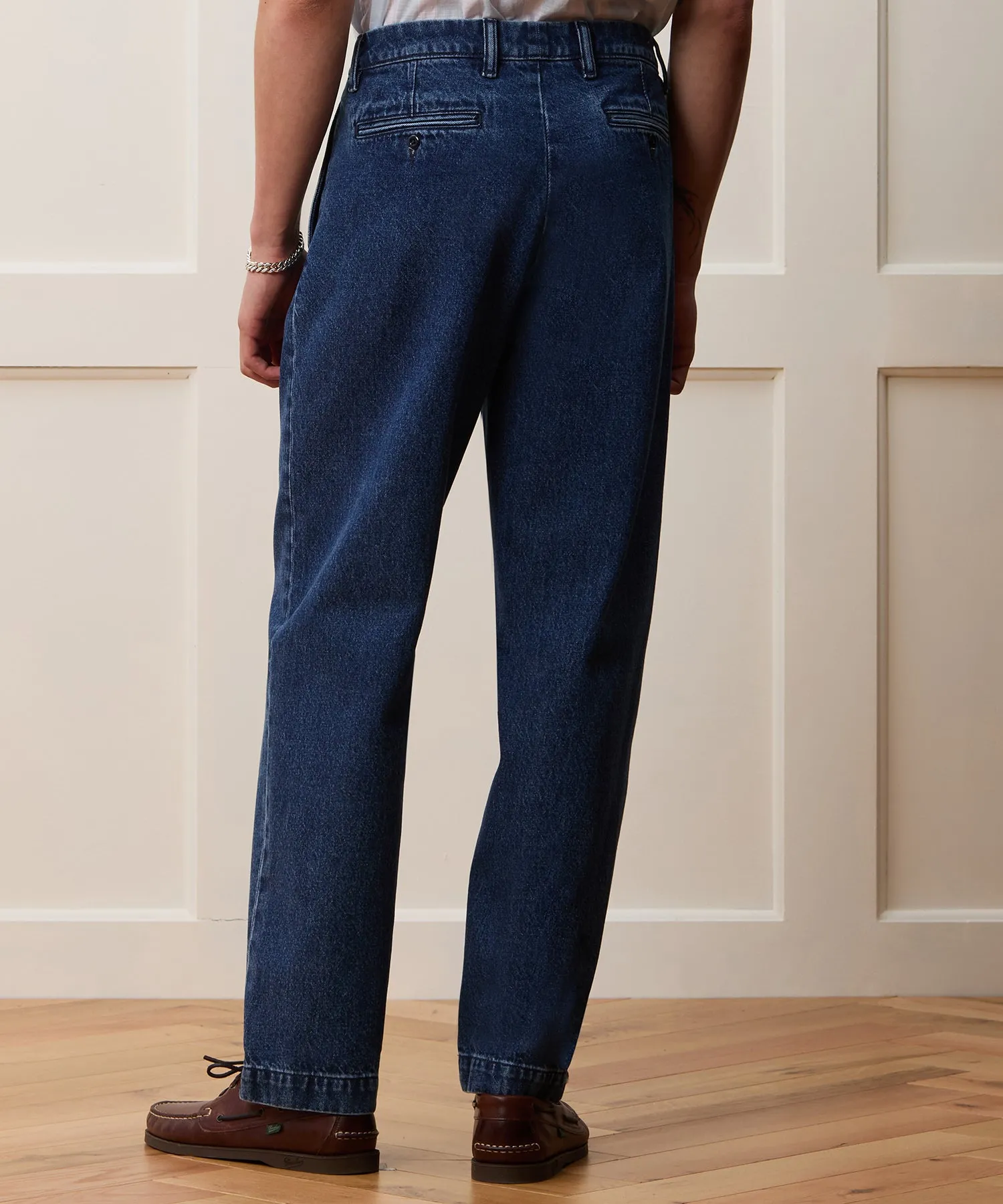 Relaxed Pleated Denim Chino