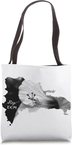 REP DOM Dominican Republic Map Photo Hibiscus Flower Tote Bag