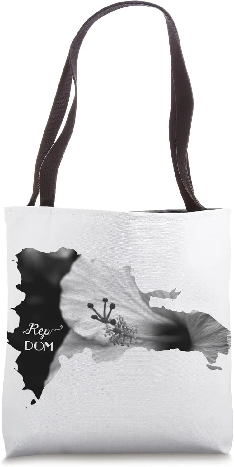 REP DOM Dominican Republic Map Photo Hibiscus Flower Tote Bag