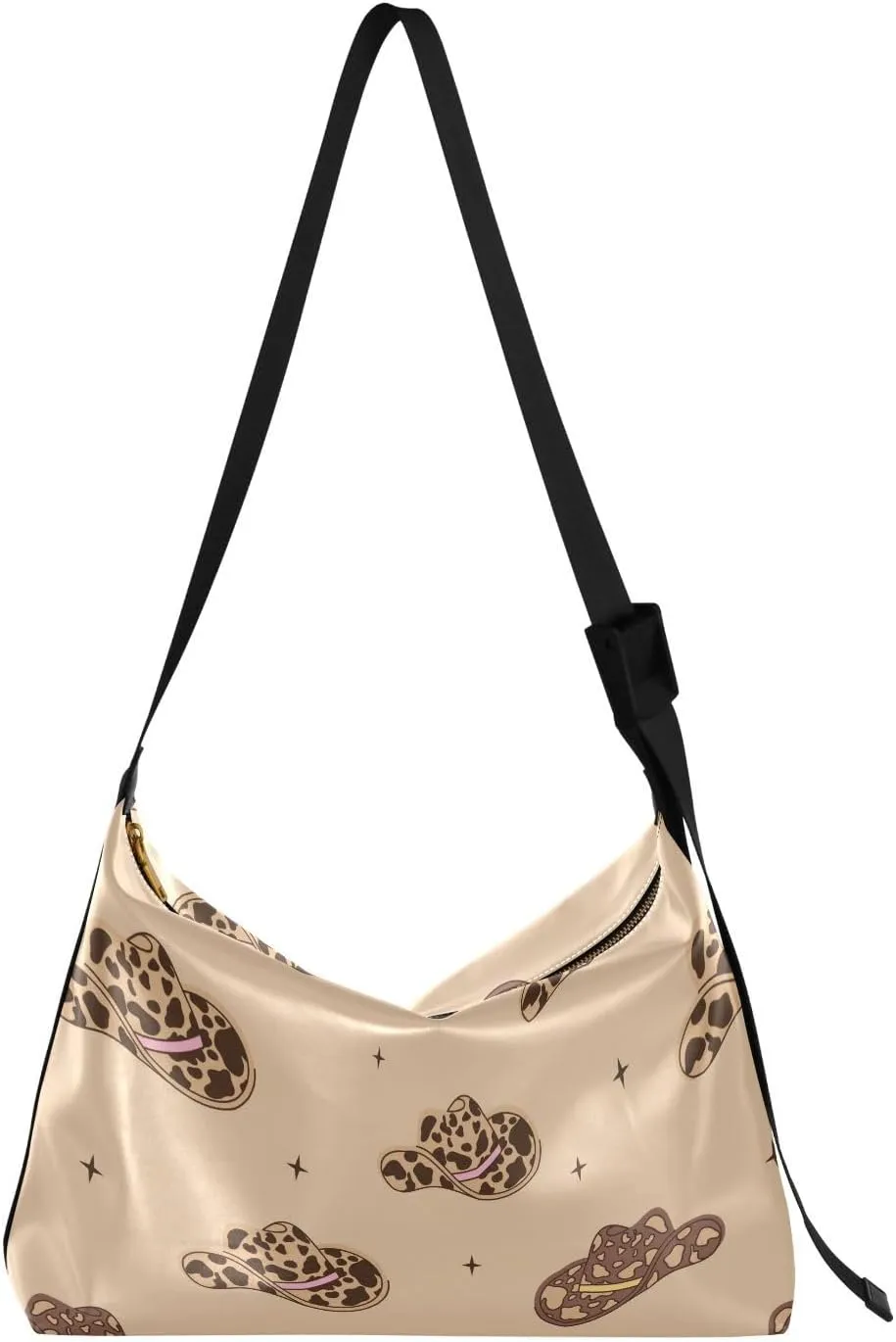 Retro Cowgirl Hats Hobo Crossbody Bags for Women Leather Large Shoulder Bag Cross Body Trendy Womens Tote Bags Handbag for Travel Shopping