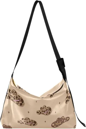 Retro Cowgirl Hats Hobo Crossbody Bags for Women Leather Large Shoulder Bag Cross Body Trendy Womens Tote Bags Handbag for Travel Shopping