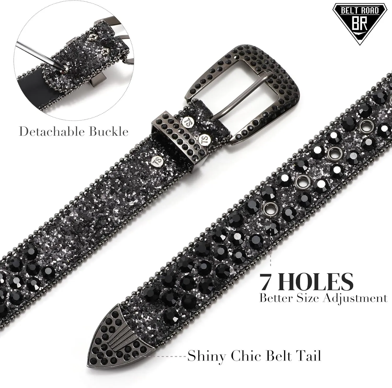 Rhinestone Belt Goth Bling Belts for Women and Men Western Cowboy Cowgirl Belts for Jeans, Halloween Belt