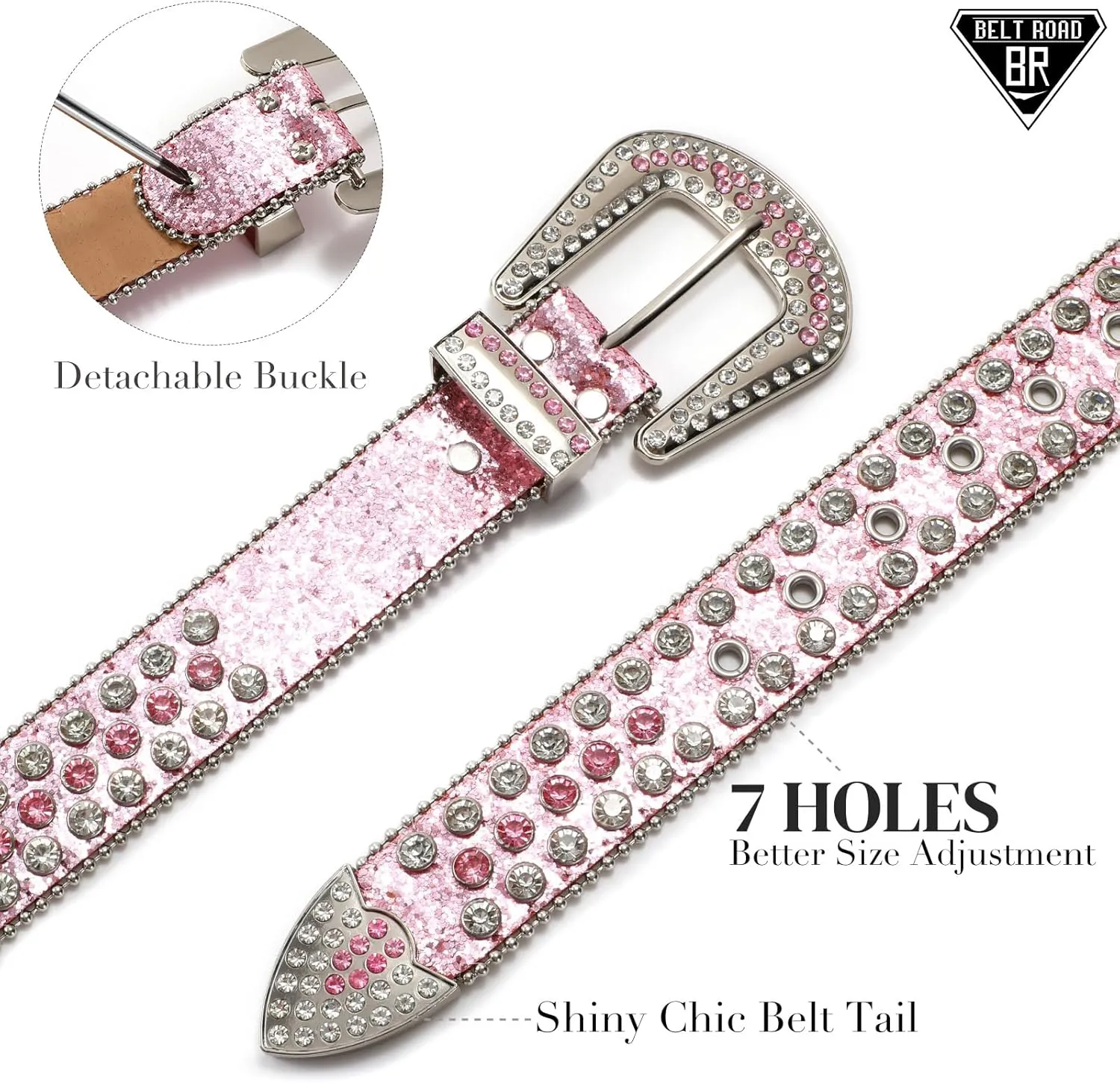 Rhinestone Belt Goth Bling Belts for Women and Men Western Cowboy Cowgirl Belts for Jeans, Halloween Belt