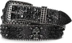 Rhinestone Belt Goth Bling Belts for Women and Men Western Cowboy Cowgirl Belts for Jeans, Halloween Belt
