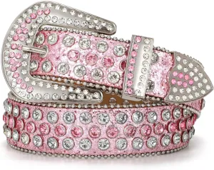 Rhinestone Belt Goth Bling Belts for Women and Men Western Cowboy Cowgirl Belts for Jeans, Halloween Belt