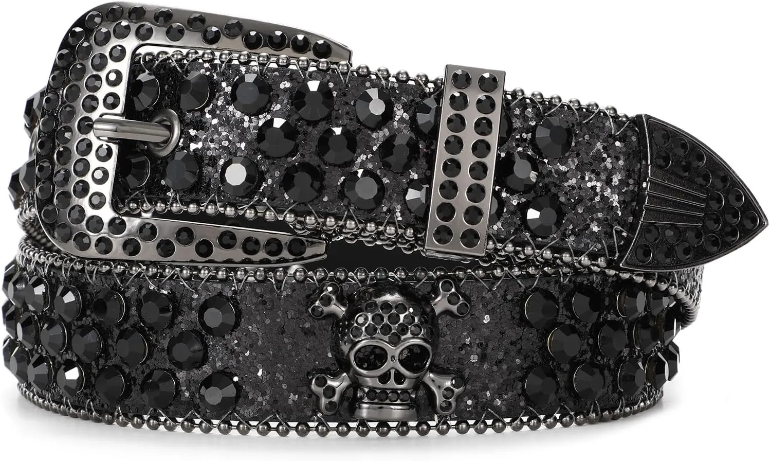 Rhinestone Belt Goth Bling Belts for Women and Men Western Cowboy Cowgirl Belts for Jeans, Halloween Belt