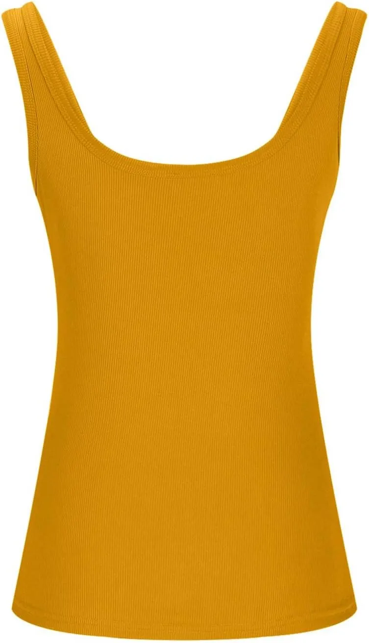 Ribbed Tank Tops for Women Sleeveless Compression T Shirt Lightweight Workout Shirts Slim Fit Scoop Neck Camisole