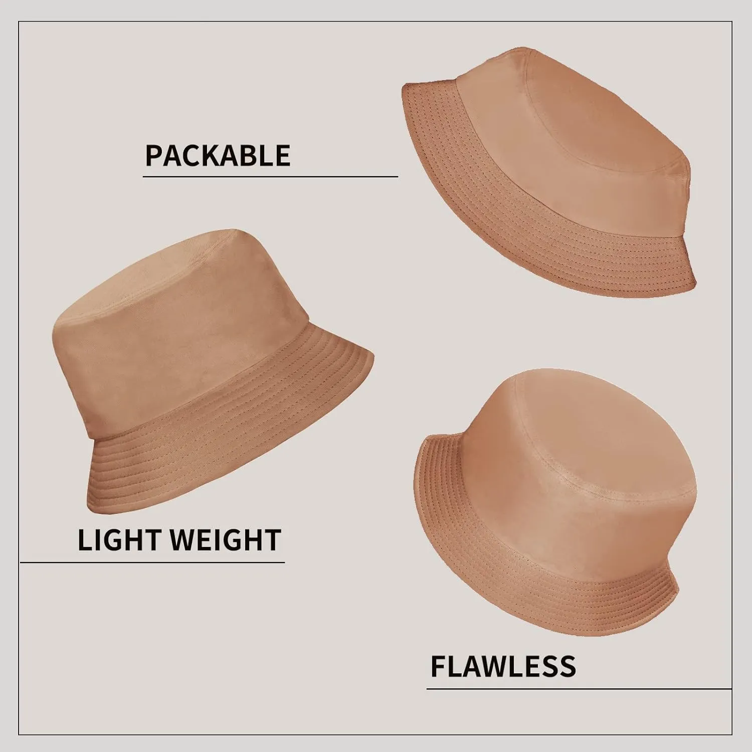 Rosoz 1 & 2 Pack Bucket Hat for Women Men Summer Travel Beach Sun Hat Outdoor Cap Unisex Bucket Hats
