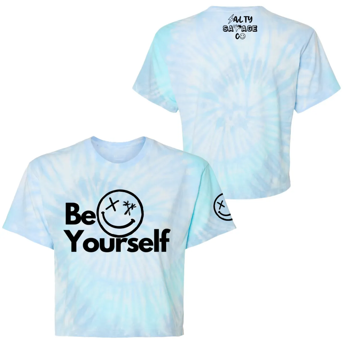 Salty Savage Ladies "Be Yourself" Spiral Tie Dye Crop Tee | V2
