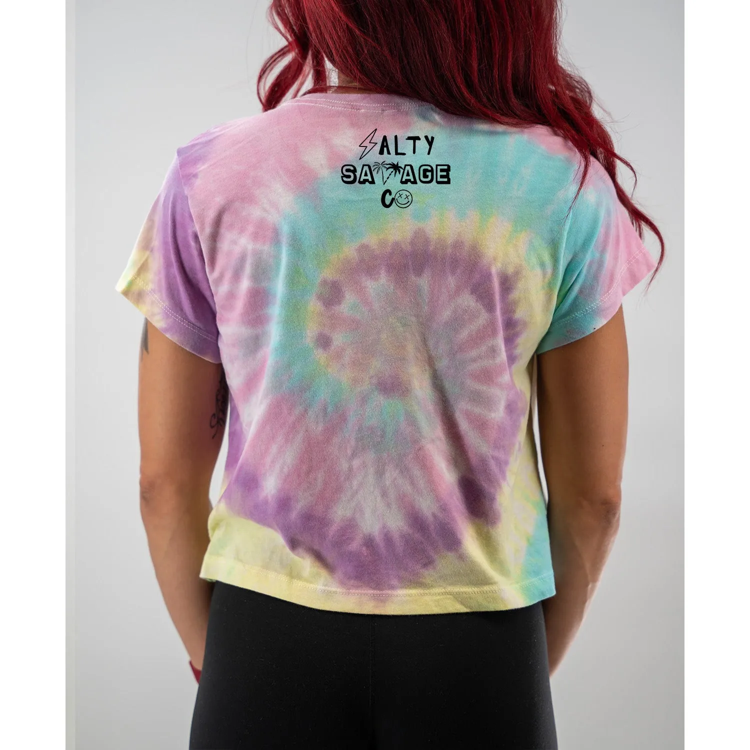 Salty Savage Ladies "Be Yourself" Spiral Tie Dye Crop Tee | V2