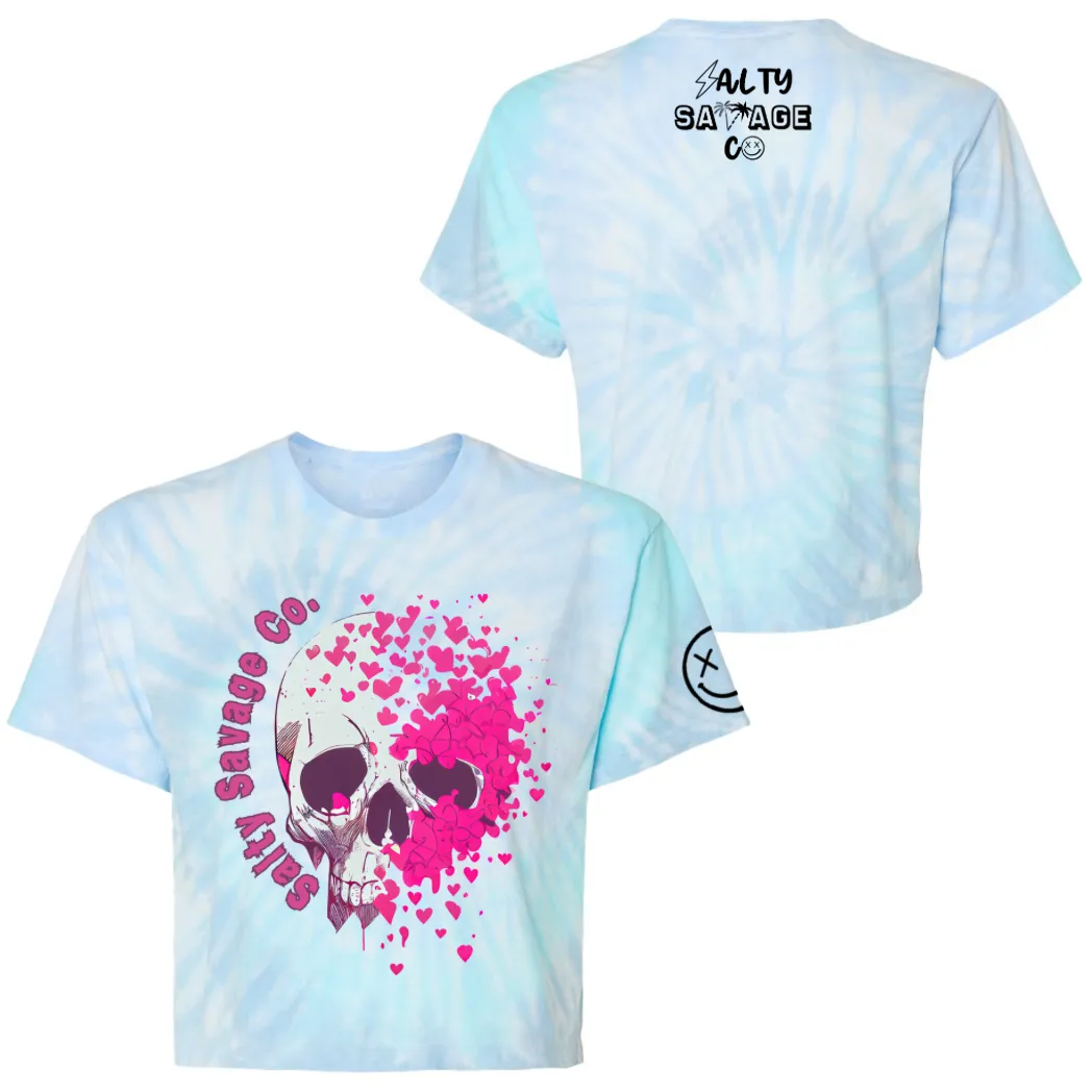 Salty Savage Ladies "Dead Love" Spiral Tie Dye Crop Tee