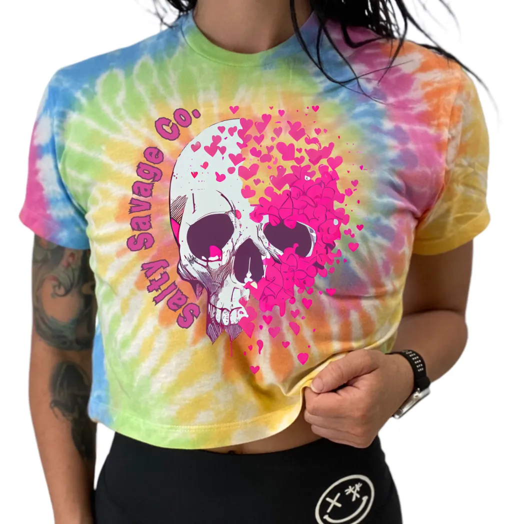 Salty Savage Ladies "Dead Love" Spiral Tie Dye Crop Tee