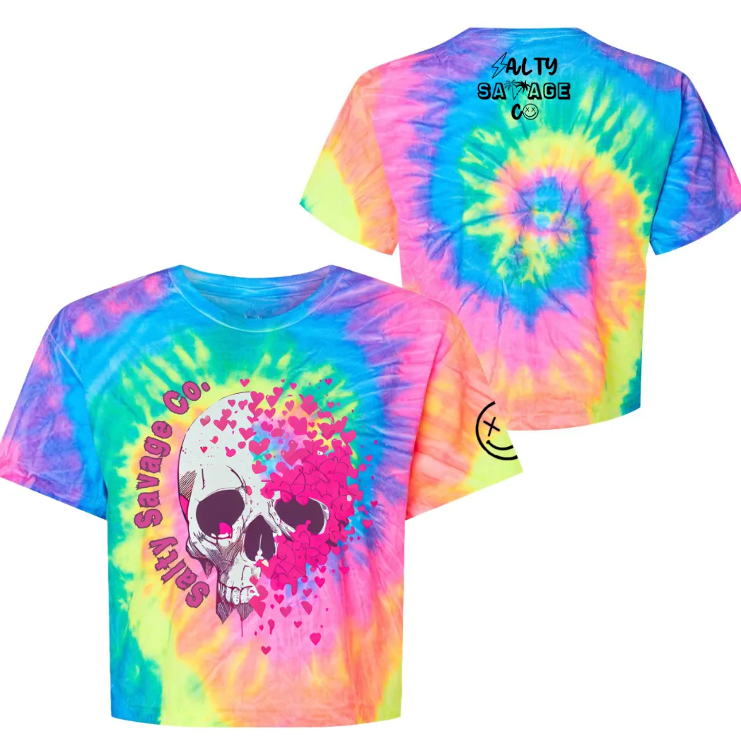 Salty Savage Ladies "Dead Love" Spiral Tie Dye Crop Tee